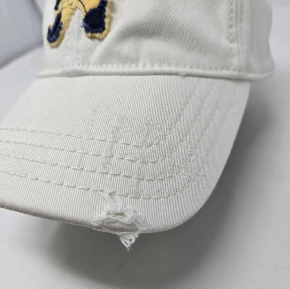 AEROPOSTALE WHITE COTTON BLEND DISTRESSED FITTED BASEBALL HAT CAP UNISEX SMALL/M
